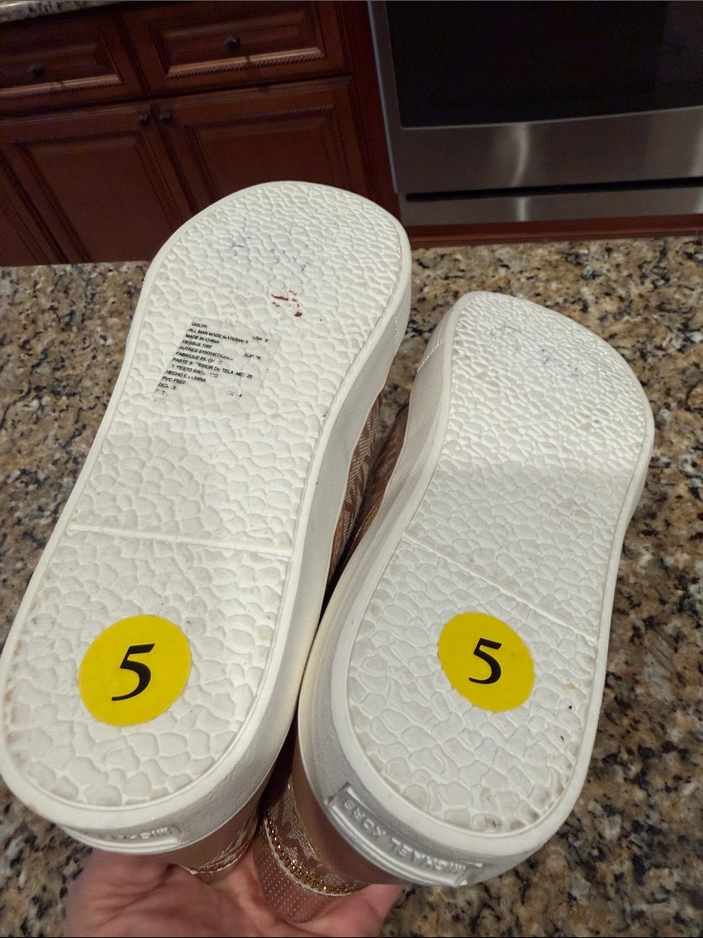 Michael Kors Taupe and Metallic High-Top Sneakers MK logo 5 NEW NWT - Picture 4 of 7